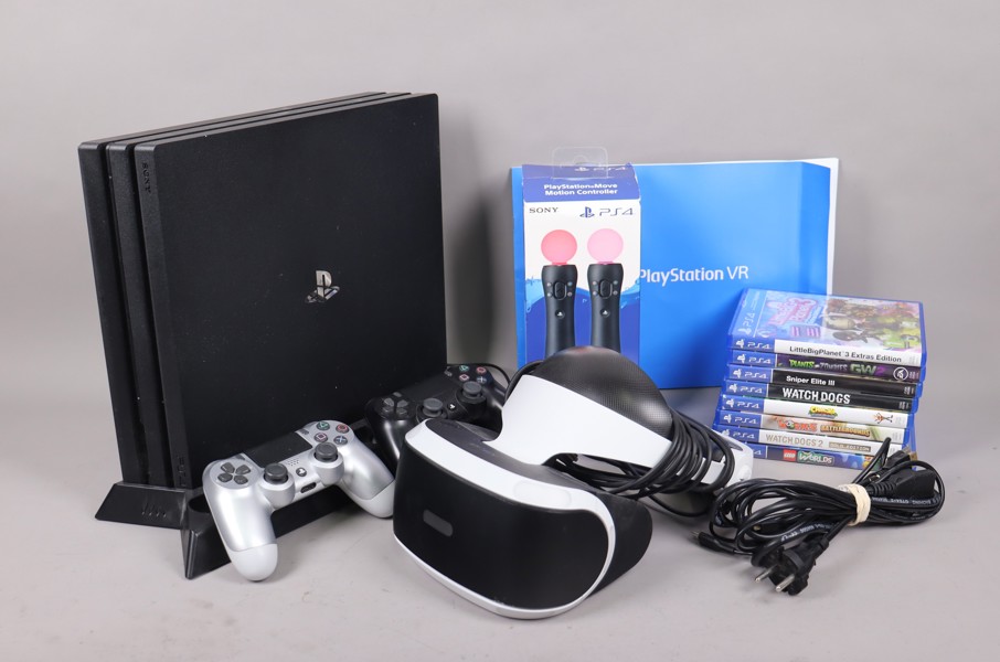 sony-playstation-4-med-vr-headset-spel-och-kontroller-auktion