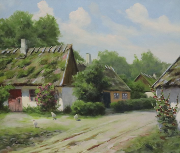 Osvald Karms (Danmark 1885-1972), olja på duk, gård med höns_48732a_8dc3757a46fc31f_lg.jpeg